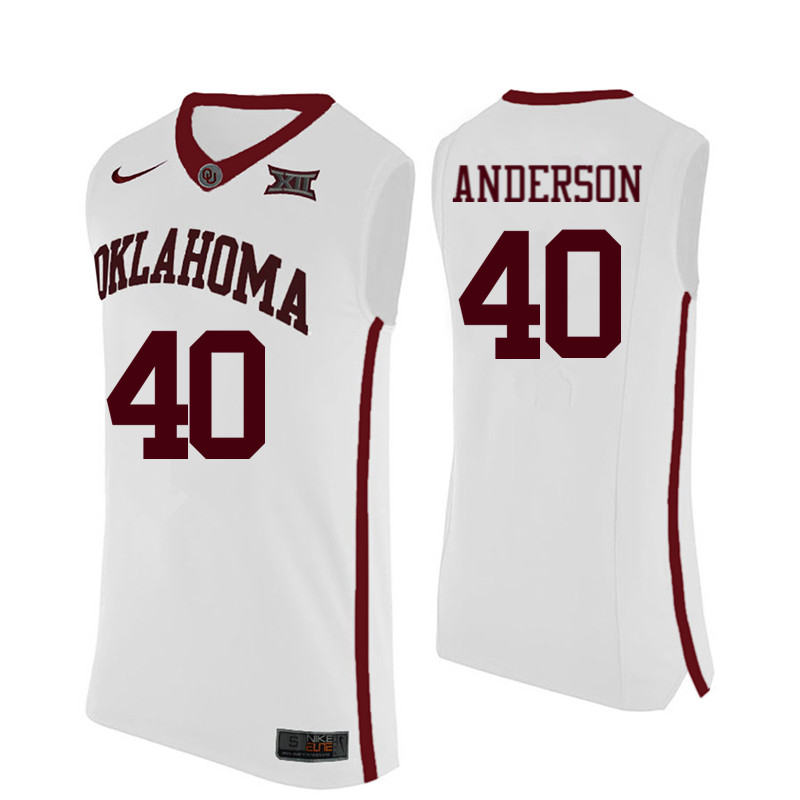 Oklahoma Sooners #40 Richard Anderson College Basketball Jerseys-White